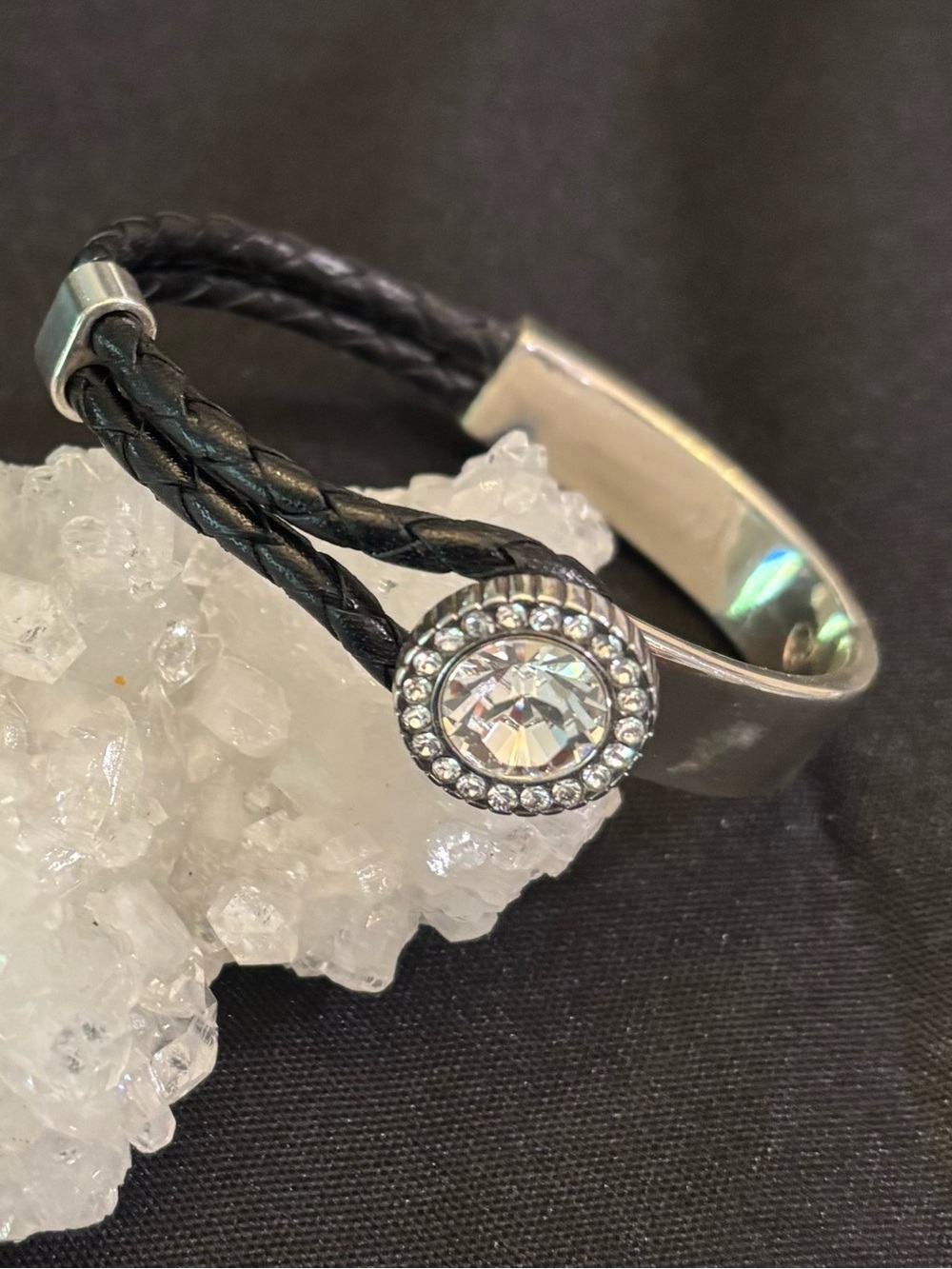 Clear Crystal Halo Brighton Bracelet in Silver Tone